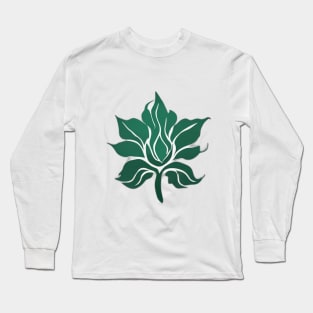 Elegant Green and White Floral Design No. 514 Long Sleeve T-Shirt